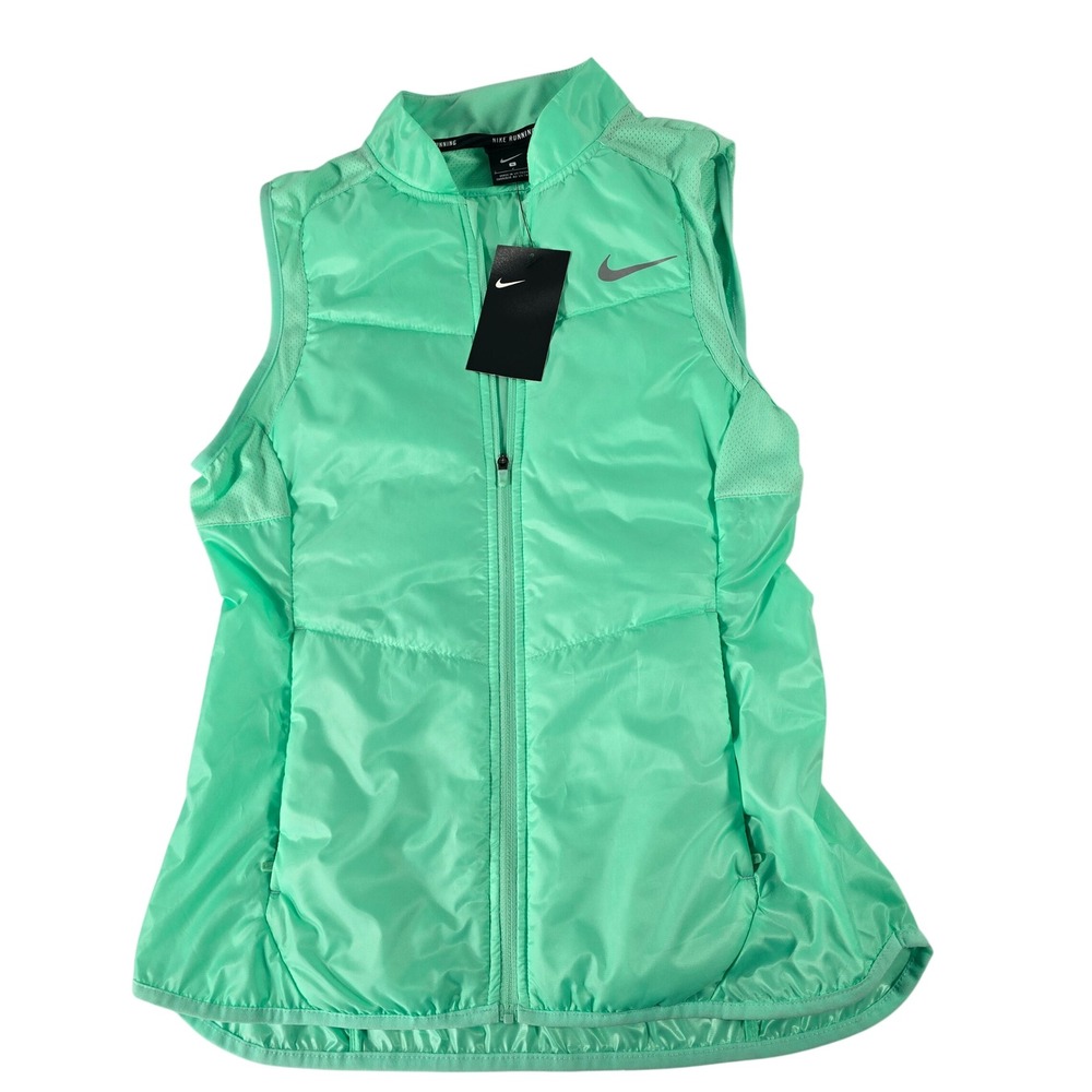 Nike Running Aeroloft Vest Womens Small Mint Green Full Zip Puffer 689256-387